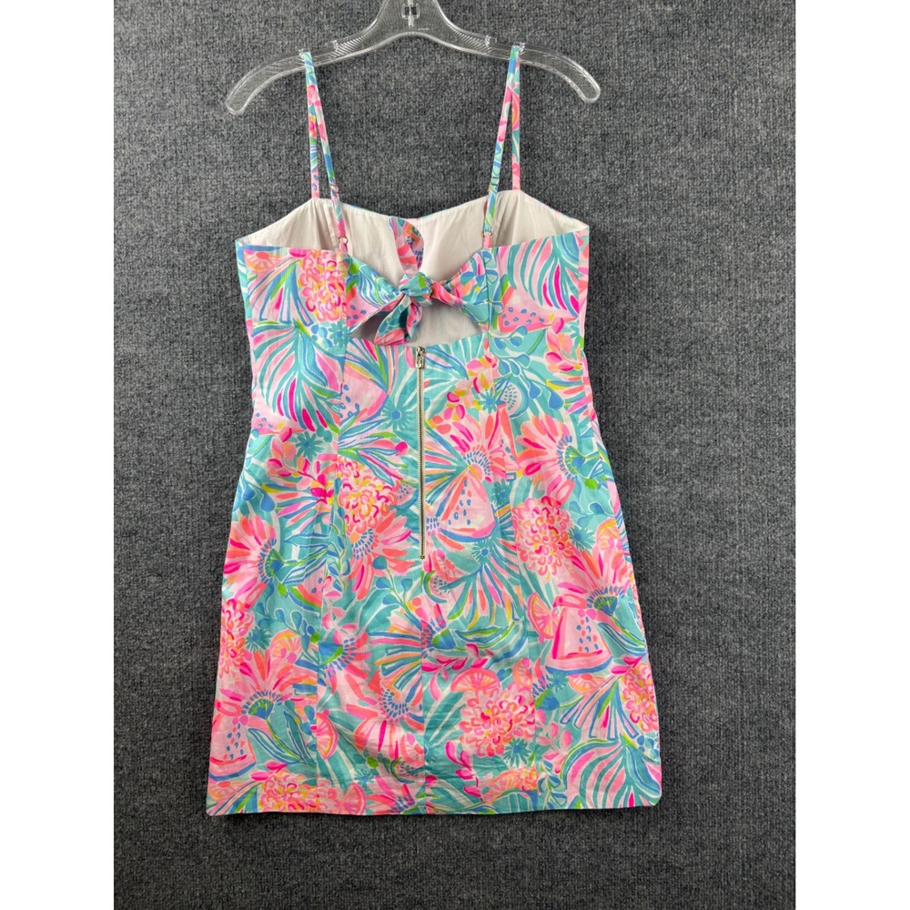 Lilly Pulitzer Tropical Punch Shelli Stretch Dress Floral Cotton Adj Strap Sz 8 - Picture 2 of 15